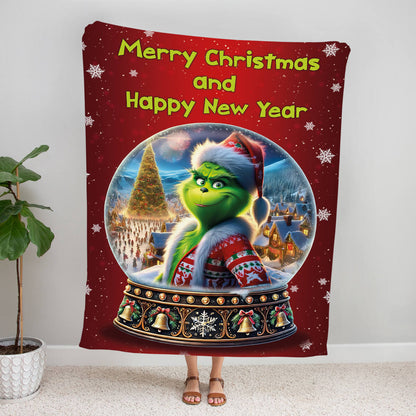Різдвяний плед із сніговою кулею й написом Merry Christmas