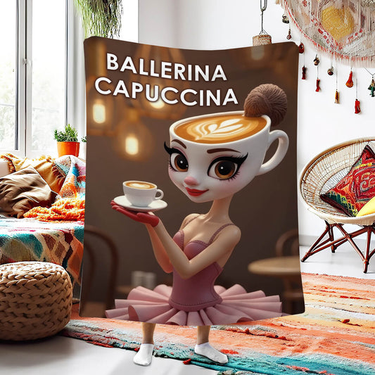 Мем-плед з персонажем Ballerina Capuccina у вигляді чашки-балерини