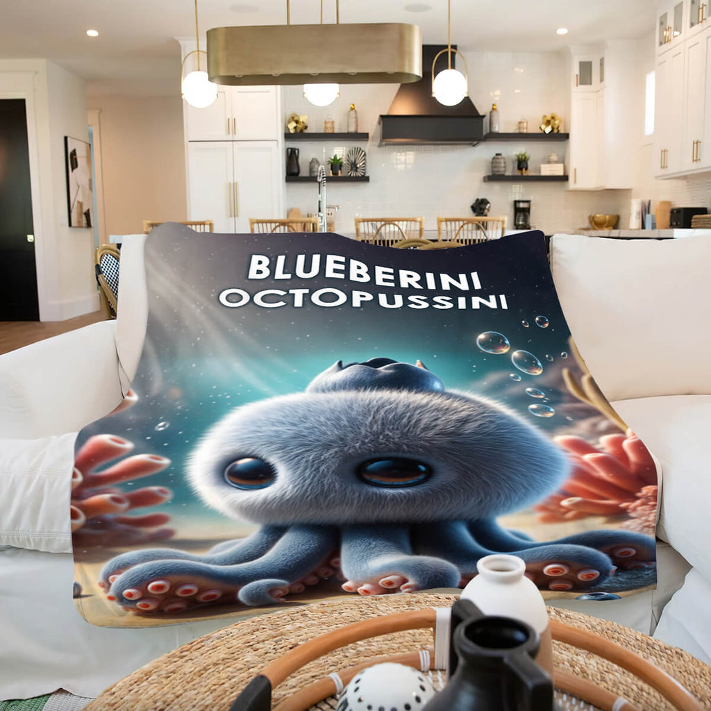 Blueberini octopussini Блуберіні октопусіні суперм’який плед італійські тварини [L729]