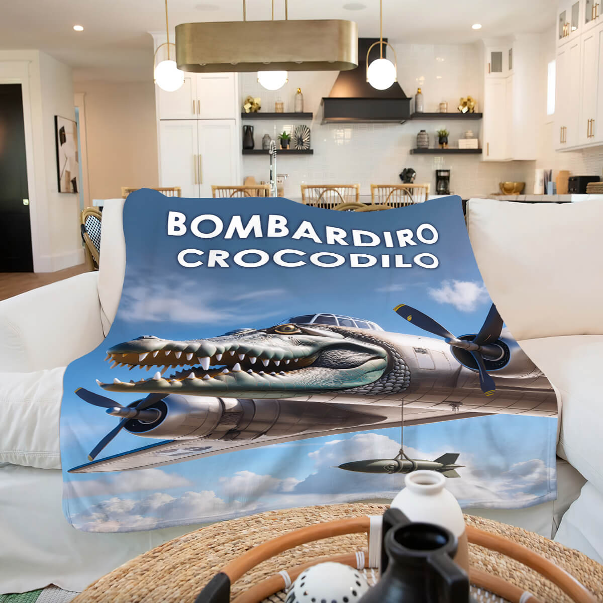 Мем-плед Bombardiro Crocodilo, другий ракурс