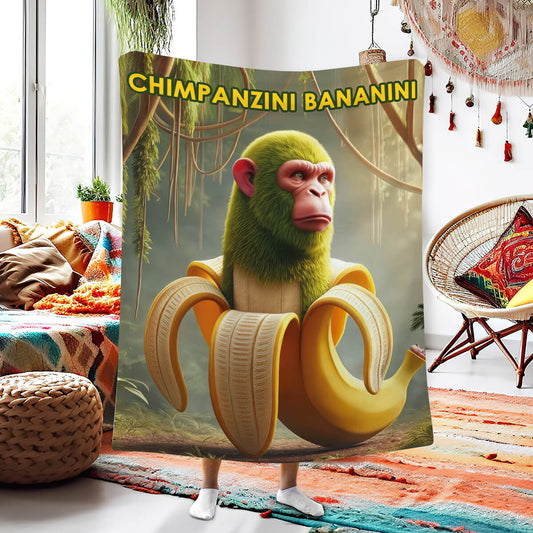 Мем-плед з персонажем Chimpanzini Bananini — мавпа з тілом-бананом