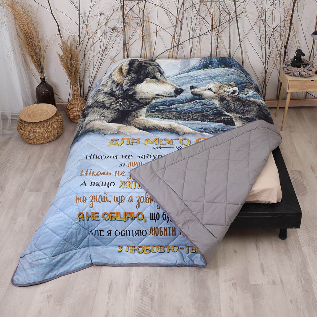 Двоспальний стьобаний плед ковдра для двох з побажаннями, покривало на ліжко [CC435]