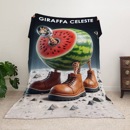 Мем-плед «GIRAFFA CELESTE» — жирафа-космонавт у кавуні з авакузькою на Місяці