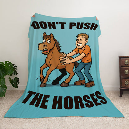 Велсофт плед Don't Push the Horses із хлопцем і конем