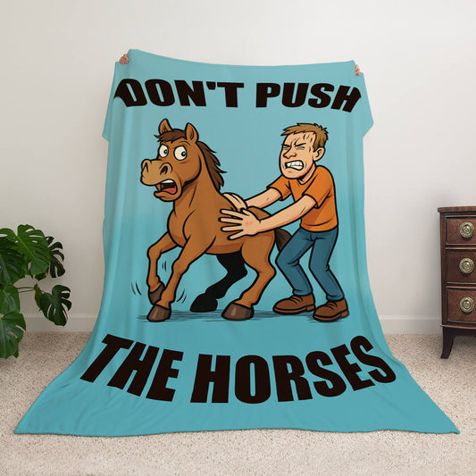 Велсофт плед Don't Push the Horses із хлопцем і конем
