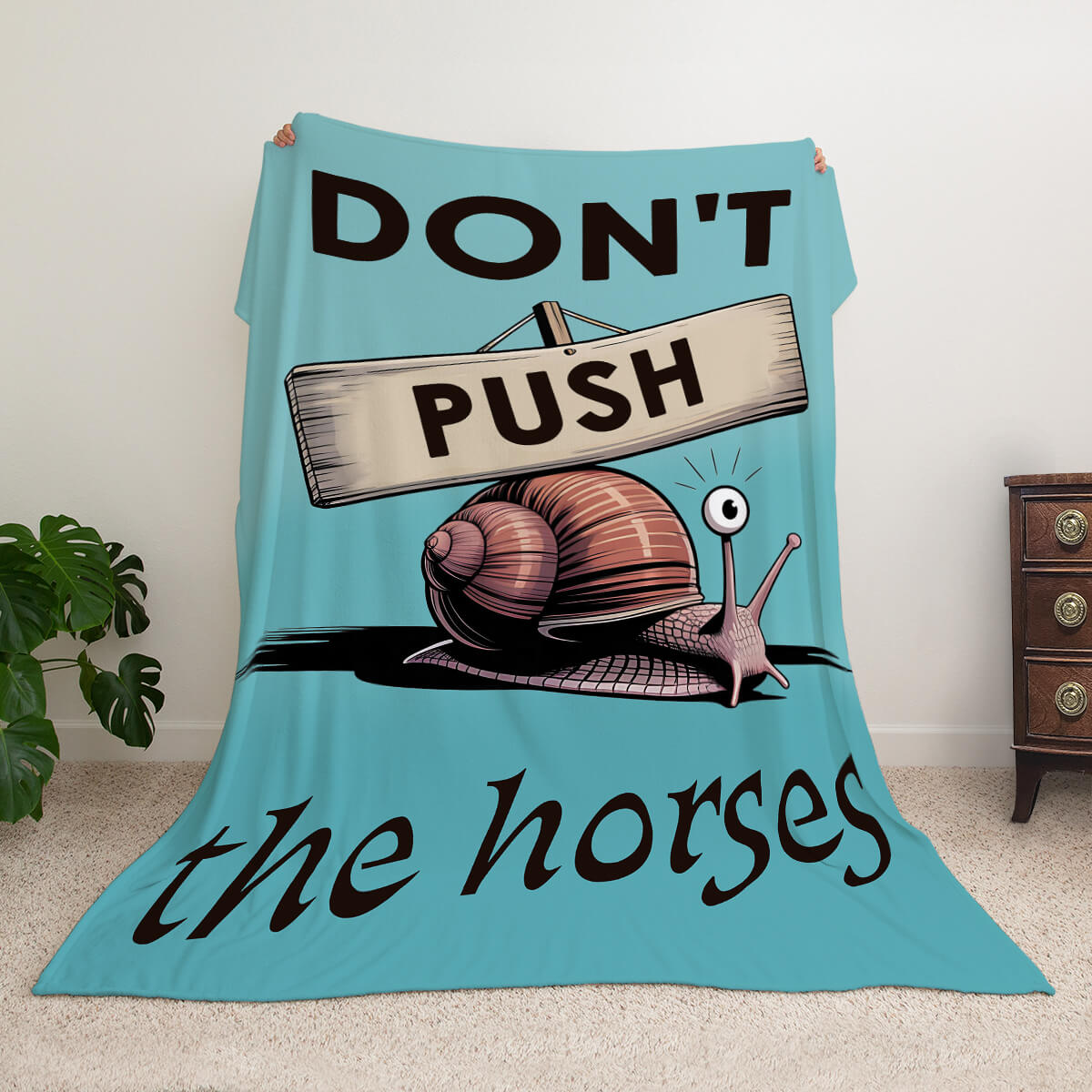 Велсофт коцик Don't Push the Horses із слимаком і табличкою