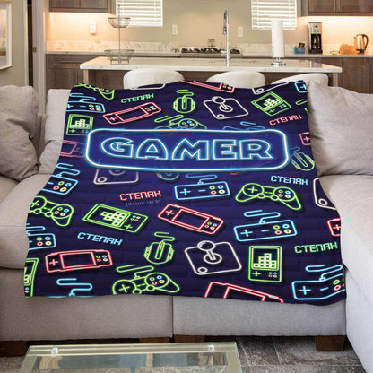 Плед для геймера з ім'ям, плюш Мінкі