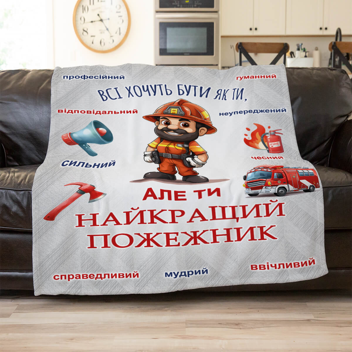 Плюшевий плед «Найкращий пожежник», другий ракурс