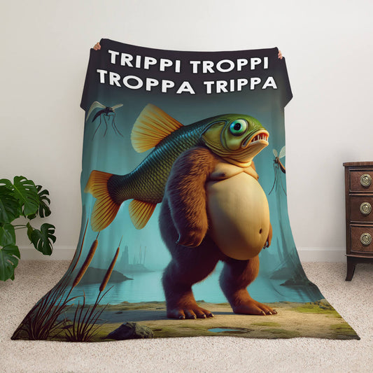 Мем-плед з персонажем Trippi Troppi Troppa Trippa — гібрид риби й снігової людини