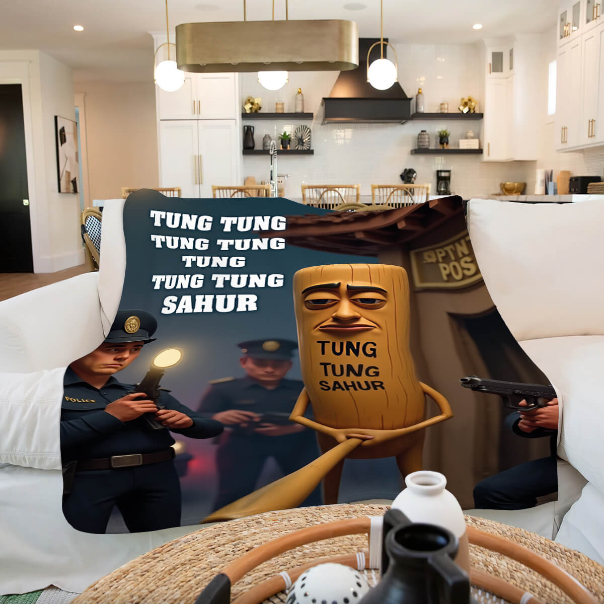 Мем-плед Tung Tung Sahur, другий ракурс