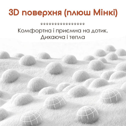Плюшевий плед Мінкі: 3D-поверхня, комфортна і приємна на дотик, дихаюча і тепла