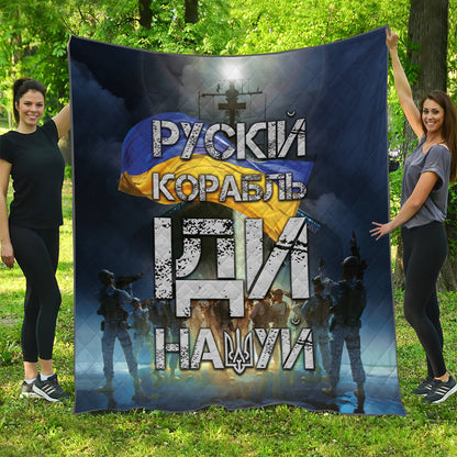 Двоспальний патріотичний плед із воїнами й прапором