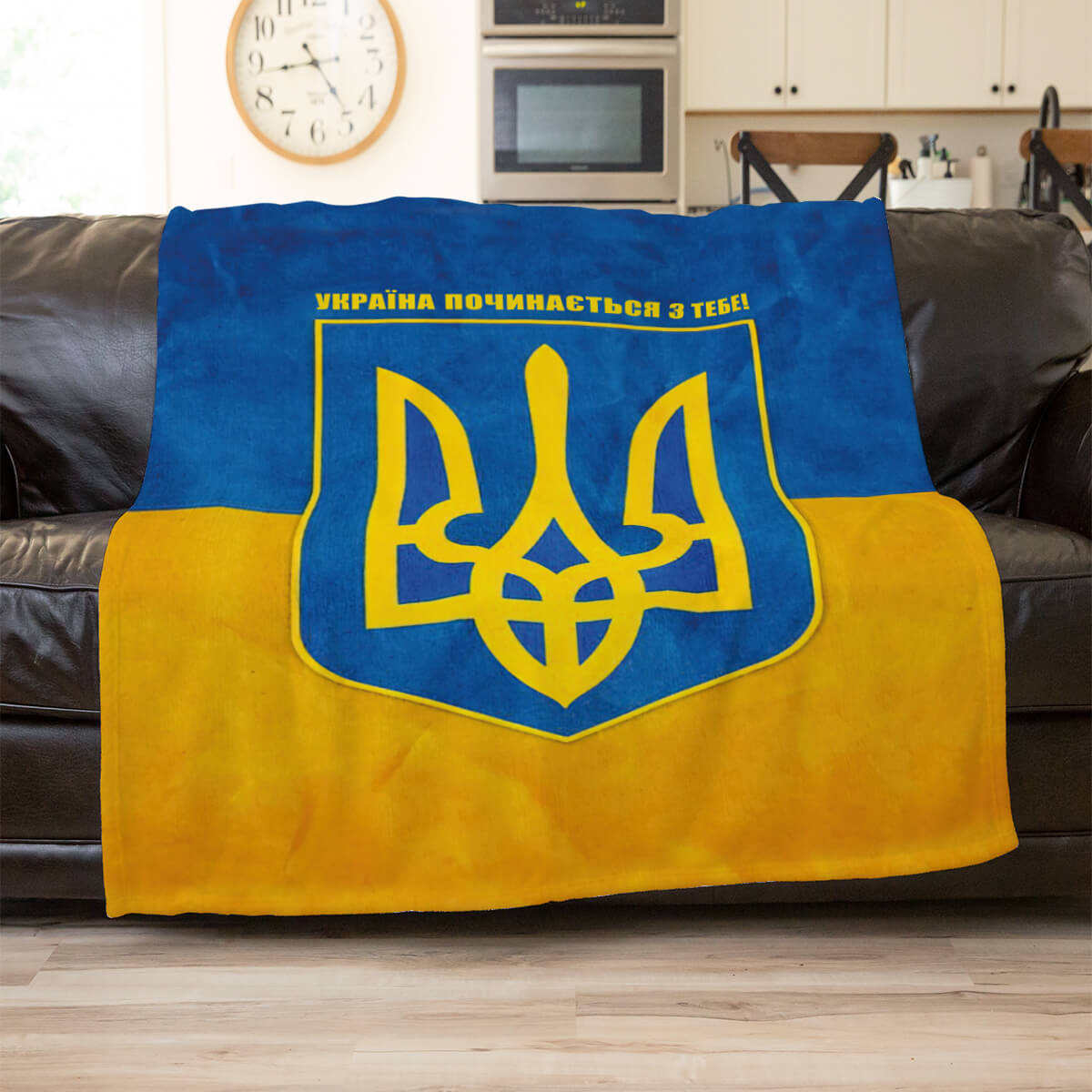Патріотичний плед із тризубом, плюш Мінкі
